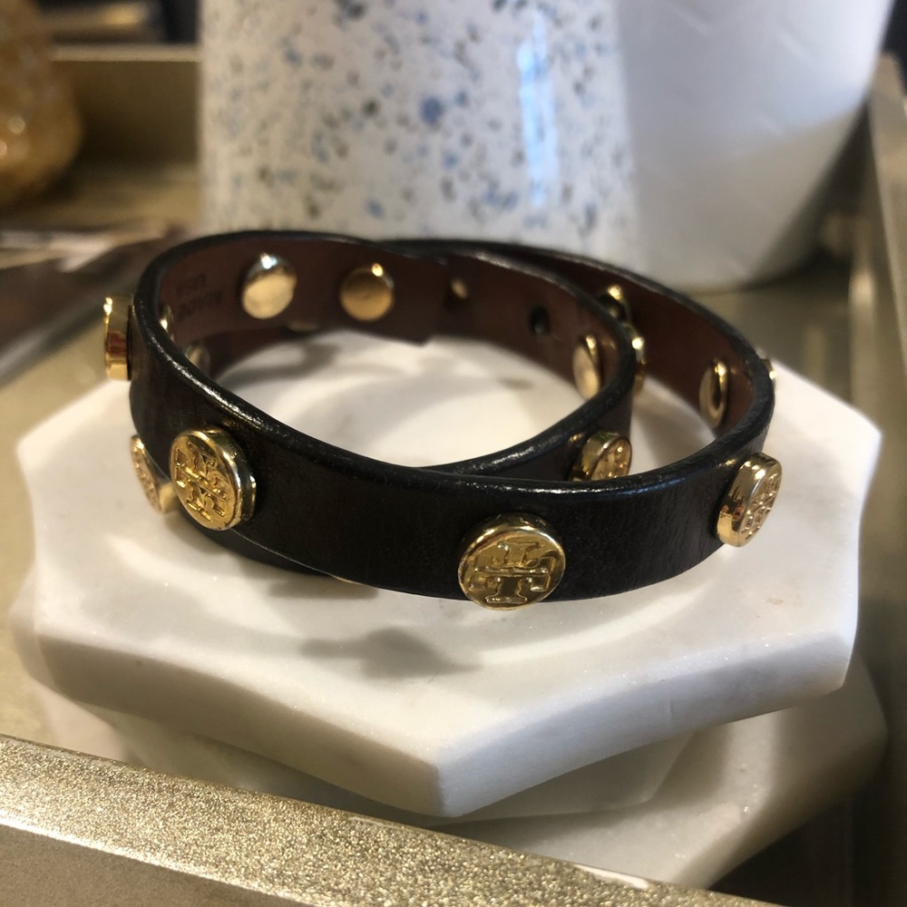 Tory Burch brown leather wrap bracelet